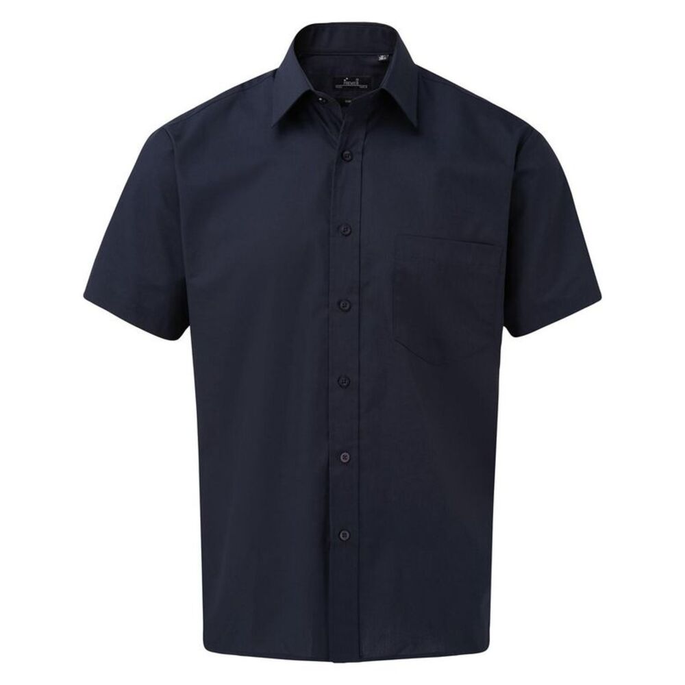 Premier Mens Short Sleeve Poplin Shirt / Navy